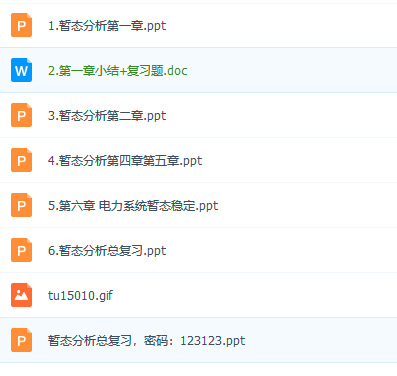 电力系统暂态分析课程复习资料免费下载