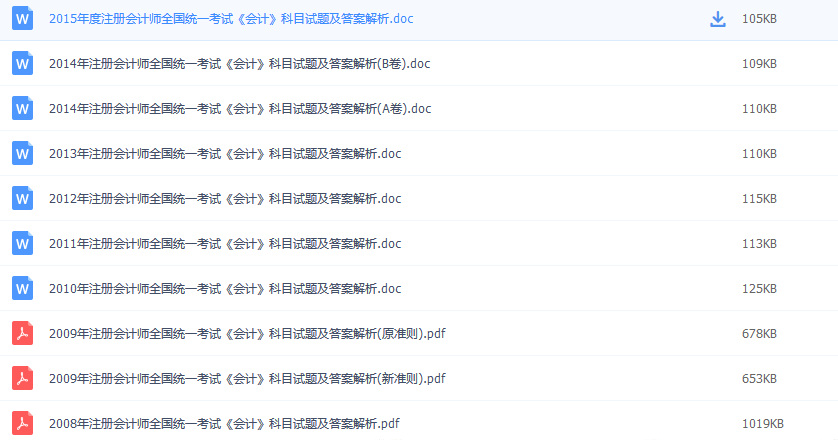 【考证资料】注册会计师历年真题